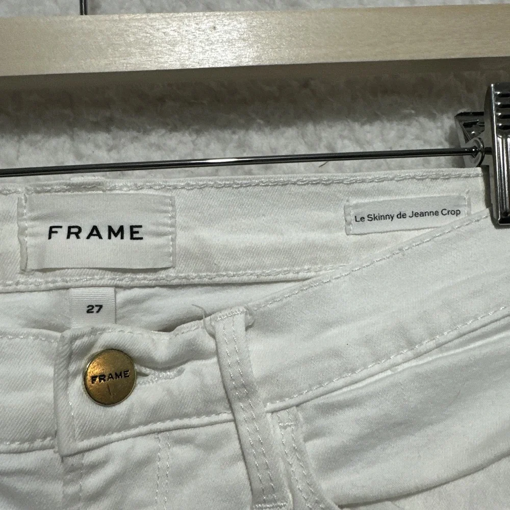 Frame Le Skinny De Jeanne Crop‎ Mid Rise Ivory White Jeans Women's Size 27
